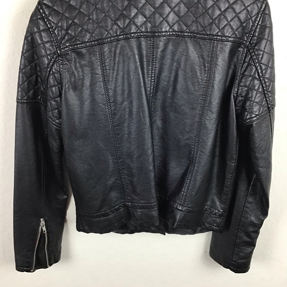 Forever 21 Faux Leather Jacket M Black Moto Biker Zip Up Coat Women’s - Picture 8 of 10